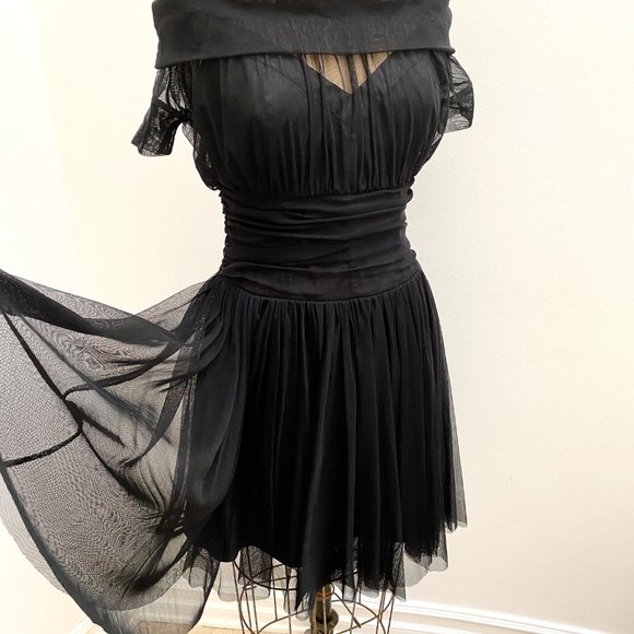 Fit and Flare Little Black Dress w Built In Corset - Picture 2 of 7